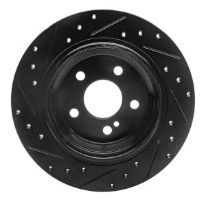 Mercedes-Benz CL500 Brake Rotor (1) - Rear Right - R1 Concepts - Drilled & Slotted - Black - `03-`06